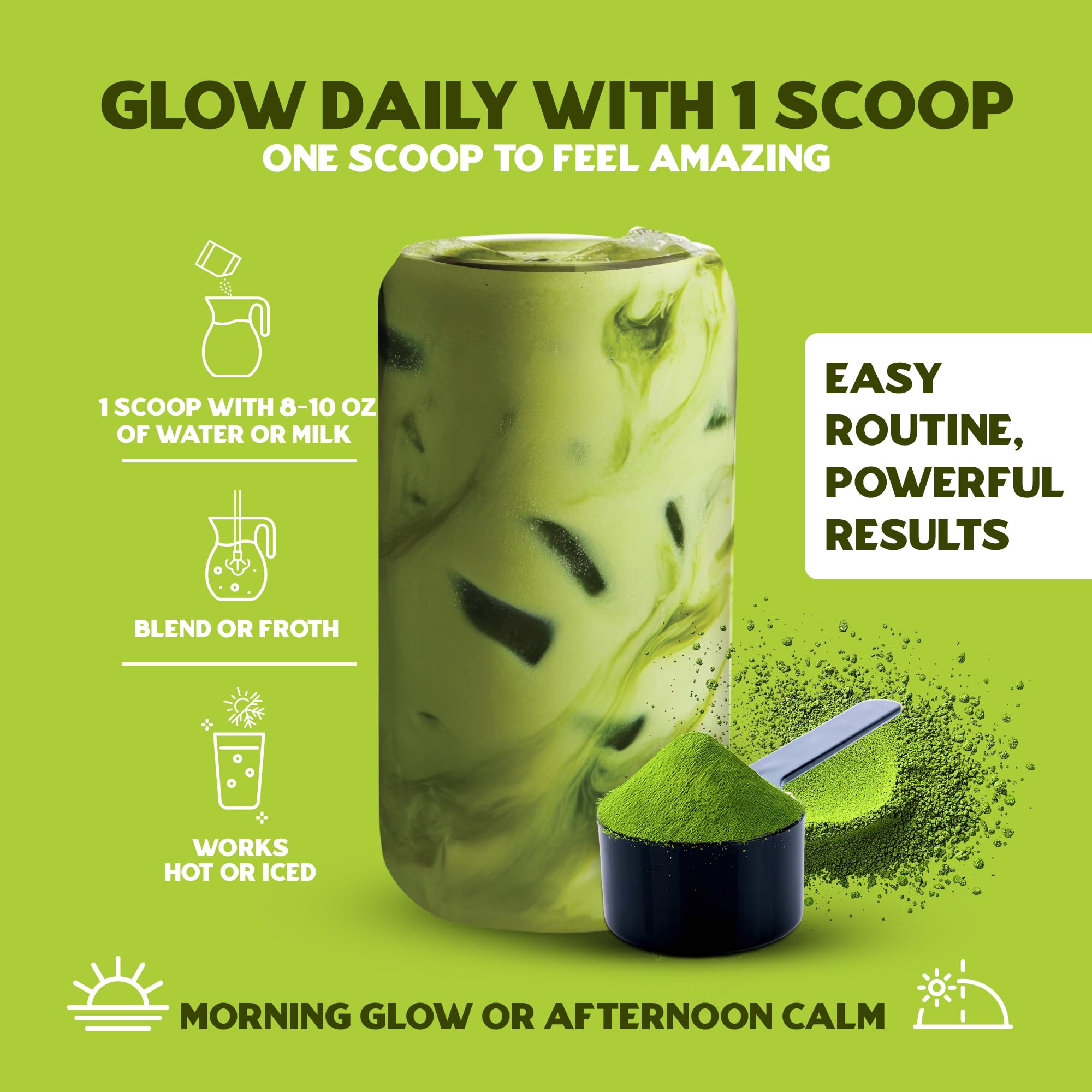 Slim & Glow Matcha Latte Powder - Collagen Peptides, Organic Matcha, Inulin Prebiotic Fiber, Green Tea Extract, Biotin - Gut Health, Craving Control