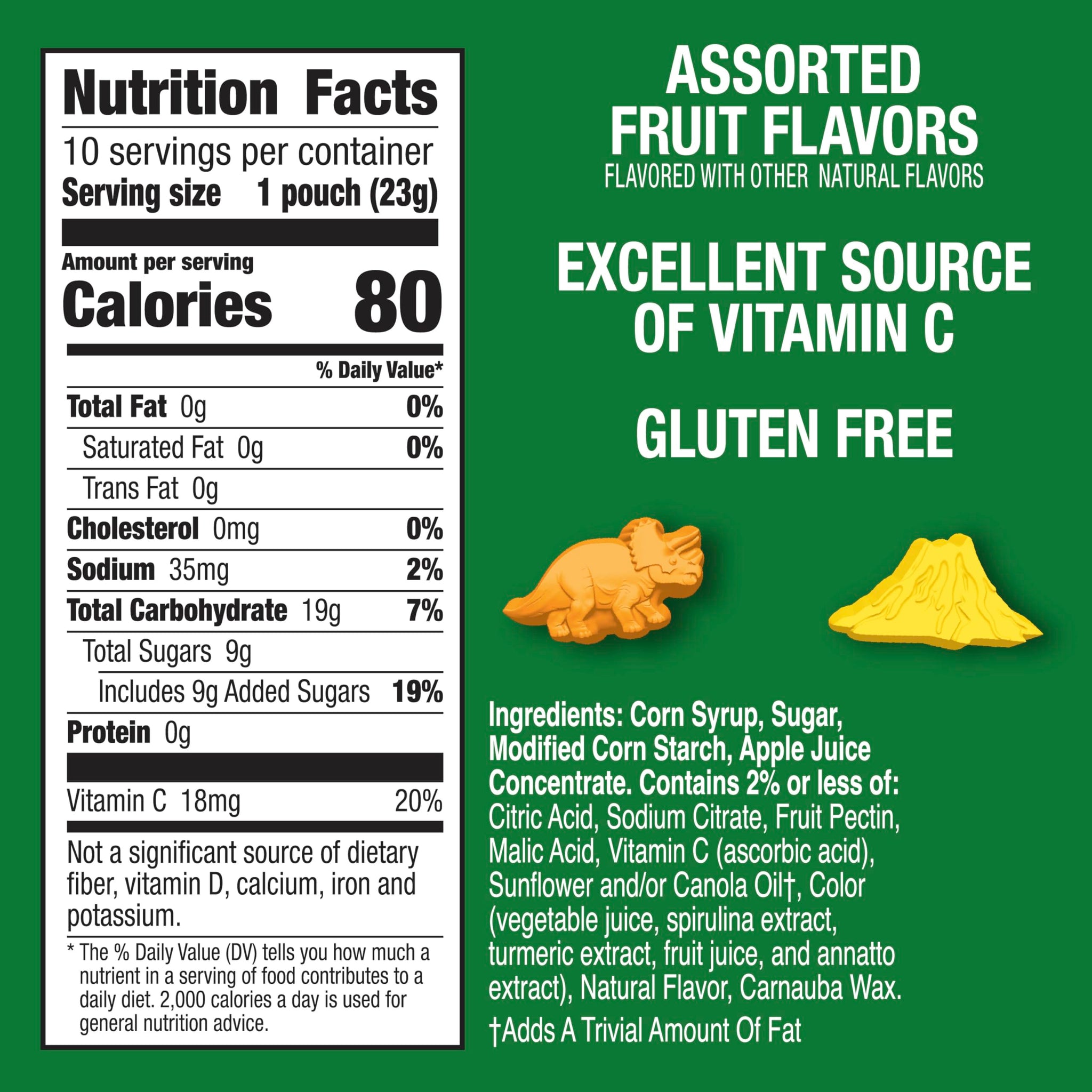 Jurassic World Fruit Flavored Snacks, Gluten Free, Kids Snacks, 10 Ct, 8 oz