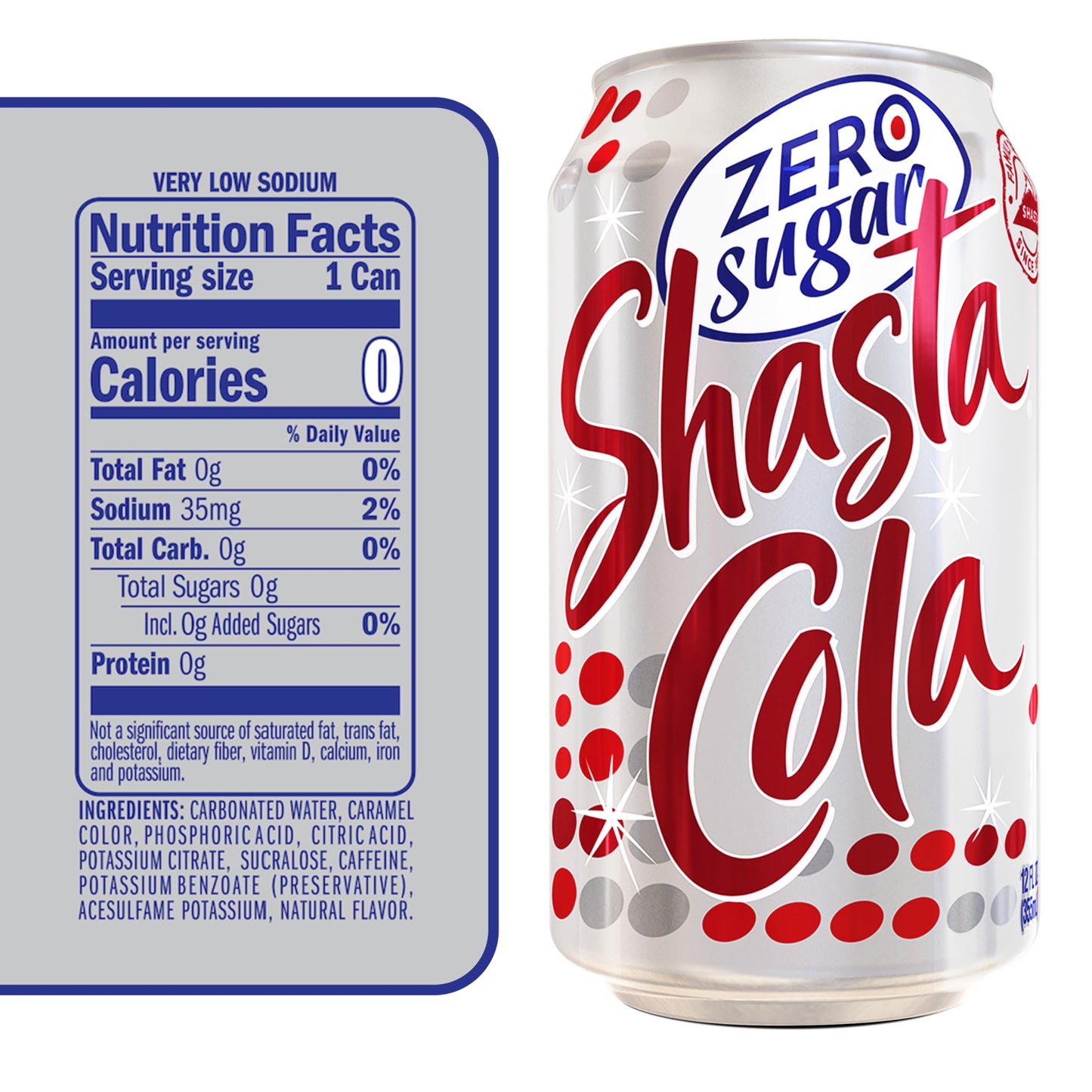 Shasta Zero Sugar Cola | 12-Pack of 12oz Cans | Bold Cola Taste | Sugar-Free | Zero Calories | Caffeinated