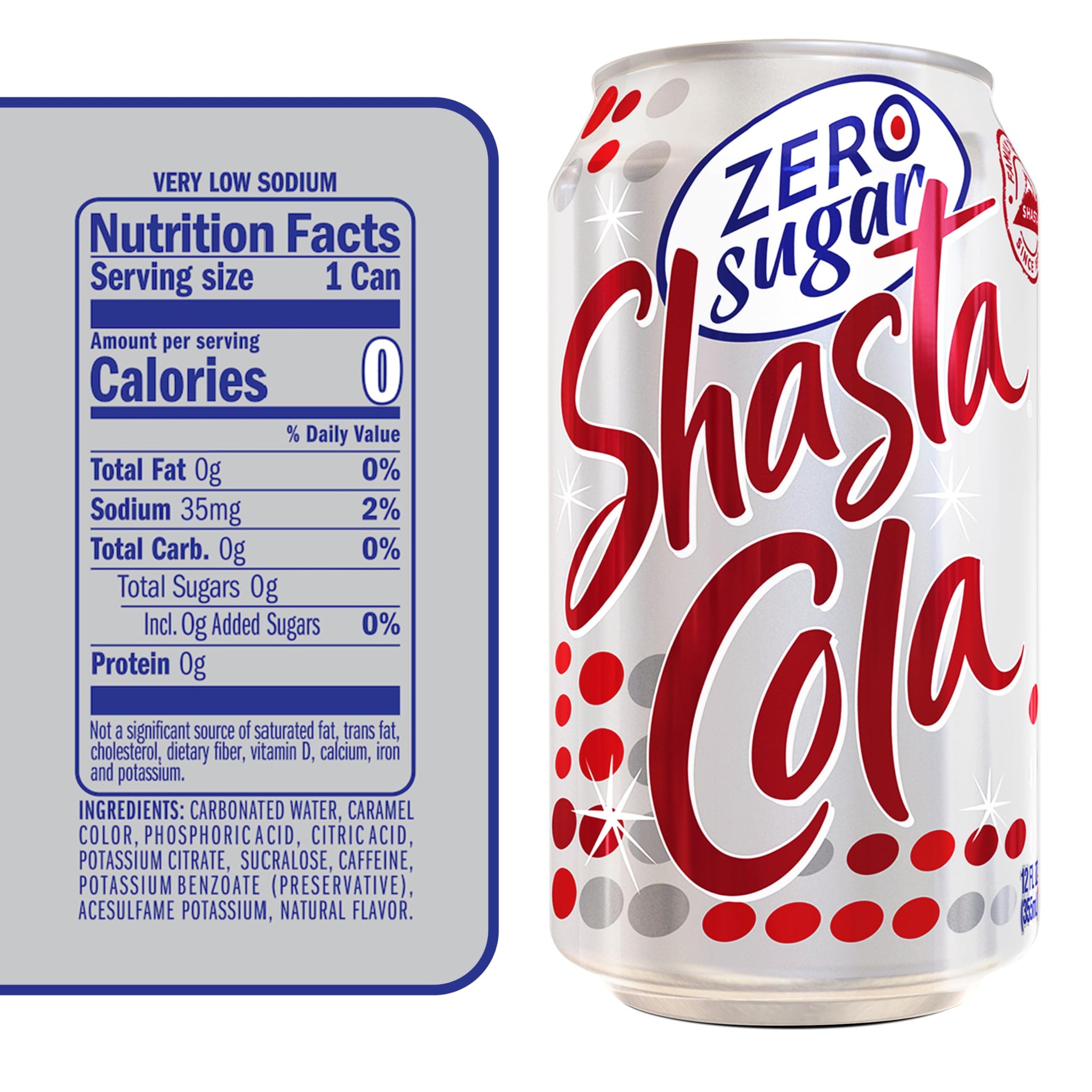 Shasta Zero Sugar Cola | 12-Pack of 12oz Cans | Bold Cola Taste | Sugar-Free | Zero Calories | Caffeinated