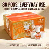 Basic Joe Light Roast Coffee Pods - 80 Count | Smooth Single Serve K-Cup Compatible Pods | 100% Arabica | Mild Everyday Coffee | Made in USA