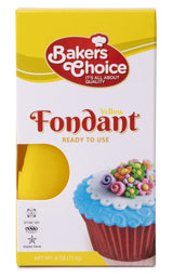 Baker's Choice, Yellow Fondant Icing 4 oz. Ready to Use Cake Decorating Frosting Easy To Roll, Moldable, Kosher, Dairy Free, and Nut Free Yellow