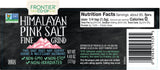 Frontier Co-op Fine Ground Himalayan Pink Salt, 4.48 Ounce Bottle, Hand-Mined, Kosher, Non Irradiated, Non ETO