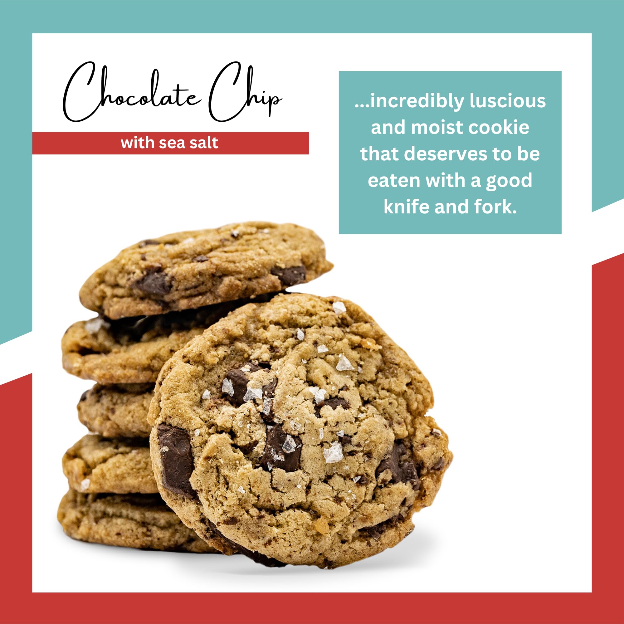 Bell's Reines Chocolate Chip Cookies With Sea Salt, Soft Gourmet Small Batch, Healthy Snacks, Bakery Fresh 12-Cookie Bag
