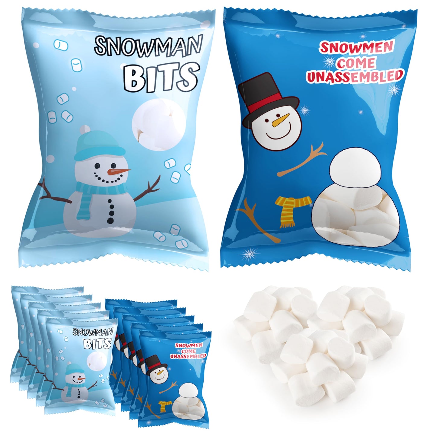 4E's Novelty 50 Packets Mini Marshmallows Individually Wrapped Packs for Hot Cocoa Toppers Christmas Marshmallows For Hot Chocolate Bar Supplies Party