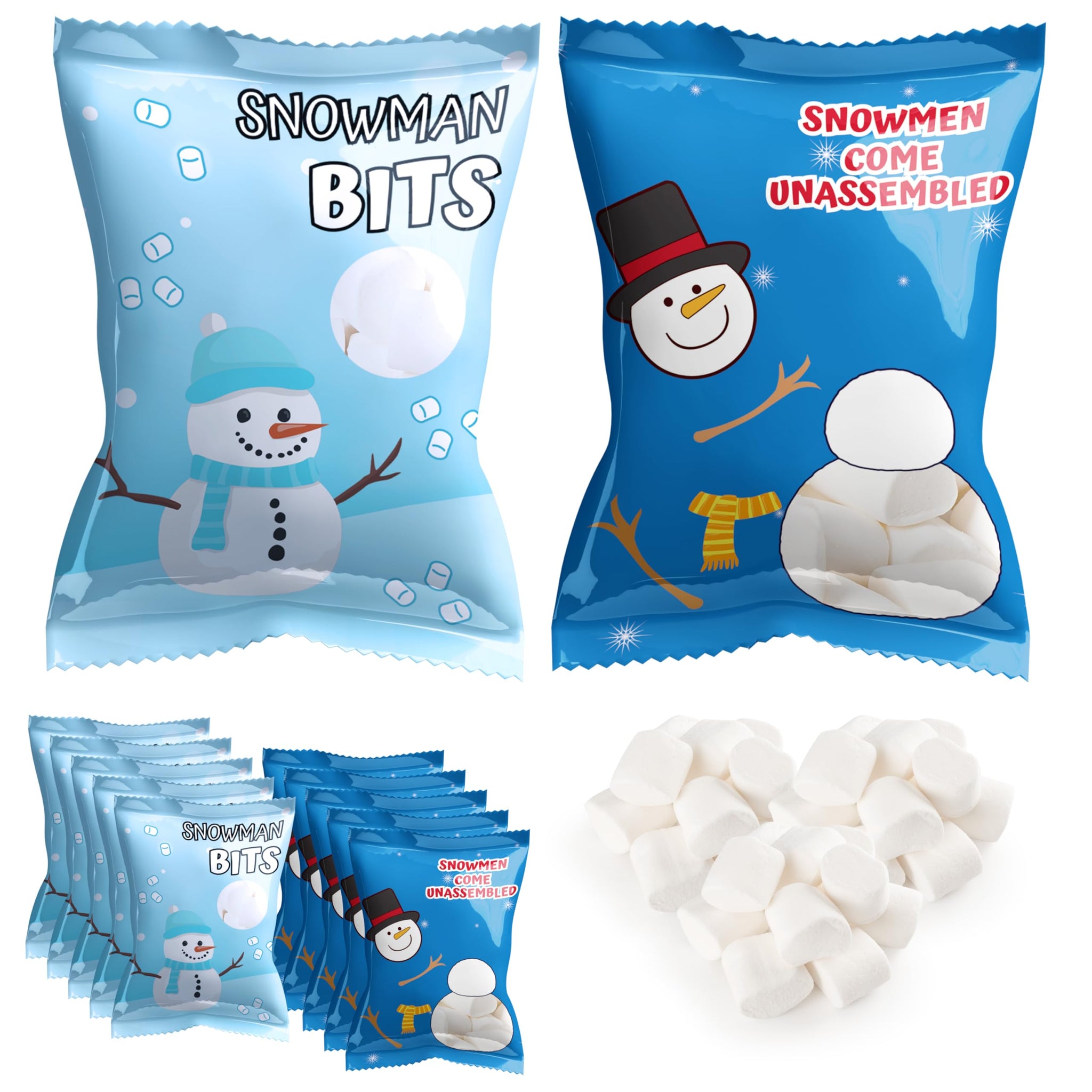 4E's Novelty 50 Packets Mini Marshmallows Individually Wrapped Packs for Hot Cocoa Toppers Christmas Marshmallows For Hot Chocolate Bar Supplies Party