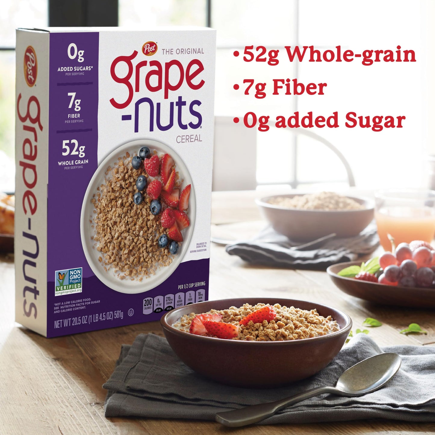 Grape-Nuts Cereal, Low Fat, High Fiber, Kosher, 20.5 oz Box