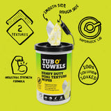 Tub O' Towels TW75 Heavy-Duty Multi-Surface Cleaning Wipes - Dual Texture 10" x 12" XL, 75 Count - Removes Grease, Tar, Oil, Paint, Ink & Tough Stains