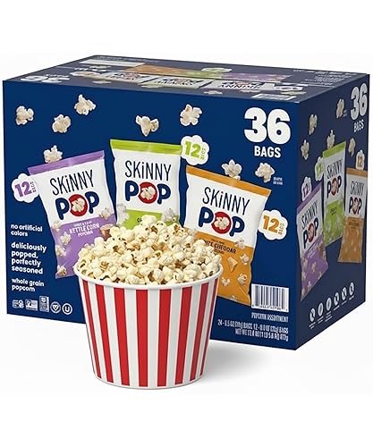 Real Popcorn Bags, Variety Pack, Individual Snack Bags, Popcorn Gift Set, Original, White Cheddar, Kettle Corn Popcorn (Pack of 36)