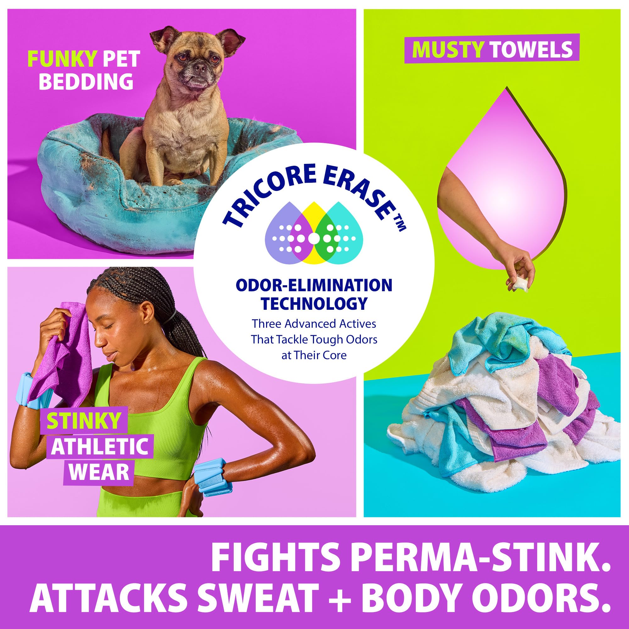Dropps Odor Eraser Pods (64 Count) - Powered by TriCore Erase | Use With Detergent | Odor Remover | For Sweat, Musty Towels, Mildew, Pet & Body Odors