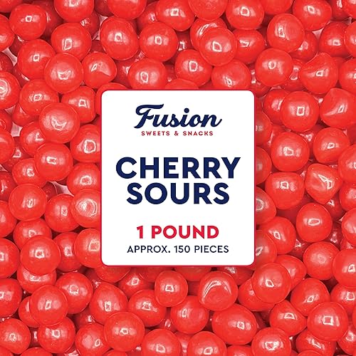 Cherry Sours Candy, 1 Pounds Bulk Cherry Candies - Chewy Jelly Candy Balls, Red Sour Balls, Old Fashioned Sweet Tangy Sour Valentine's Day Treats