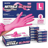 Beastek Nitrile Exam Gloves, 4 Mil 1000Pcs, Powder-Free Latex-Free Food-Safe Cooking Clean Medical Disposable Glove, Hot Pink (Large)