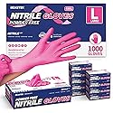 Beastek Nitrile Exam Gloves, 4 Mil 1000Pcs, Powder-Free Latex-Free Food-Safe Cooking Clean Medical Disposable Glove, Hot Pink (Large)