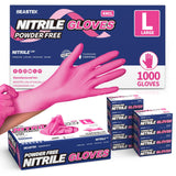 Beastek Nitrile Exam Gloves, 4 Mil 1000Pcs, Powder-Free Latex-Free Food-Safe Cooking Clean Medical Disposable Glove, Hot Pink (Large)