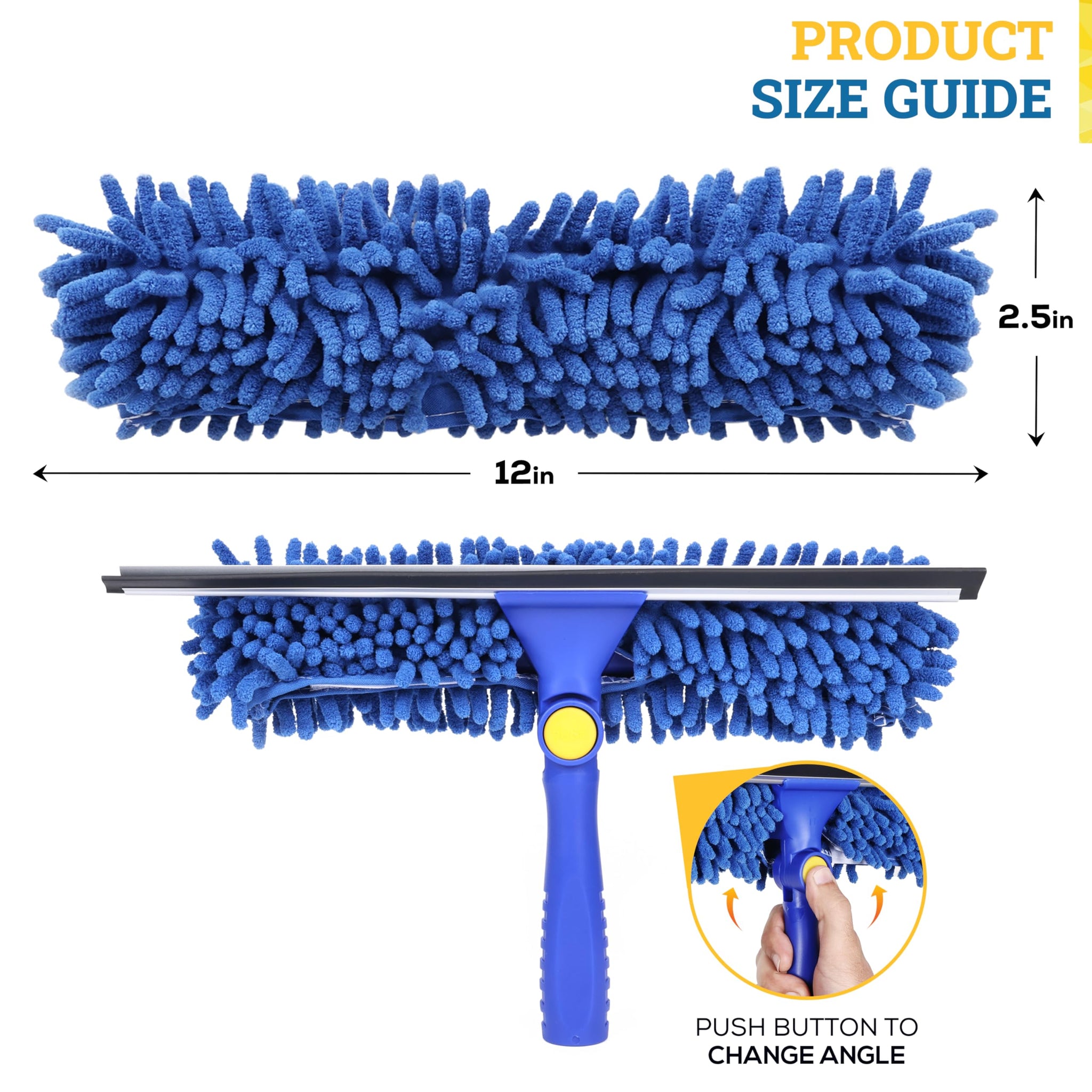 Kleen Handler 2-in-1 Window Squeegee Cleaning Combo, Glass Cleaner Tool for Commercial and Residential Use, 2 Reusable 12” Sleeves and 14” Blade
