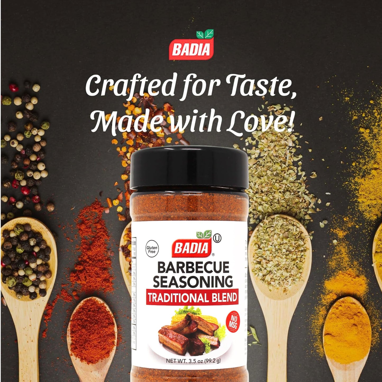 Badia Barbecue Seasoning Traditional Blend, 3.5 oz - Savory BBQ Spice Mix for Ribs, Meats & Chicken, MSG Free
