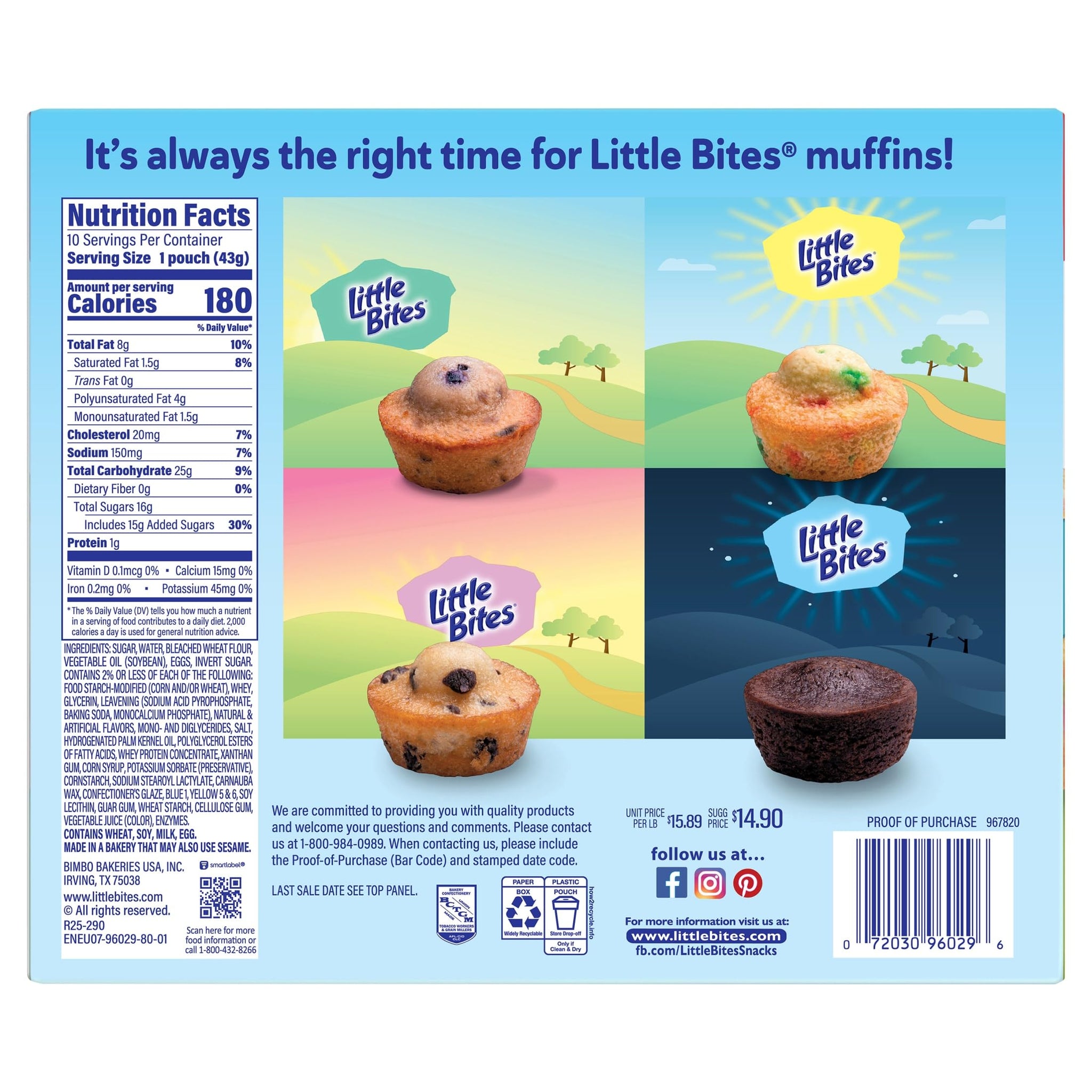 (Value Pack) Little Bites Party Cake Muffins, 10 individual packs, (1.5 oz each), Cake and Sprinkles Mini Muffins, 15 oz Multipack