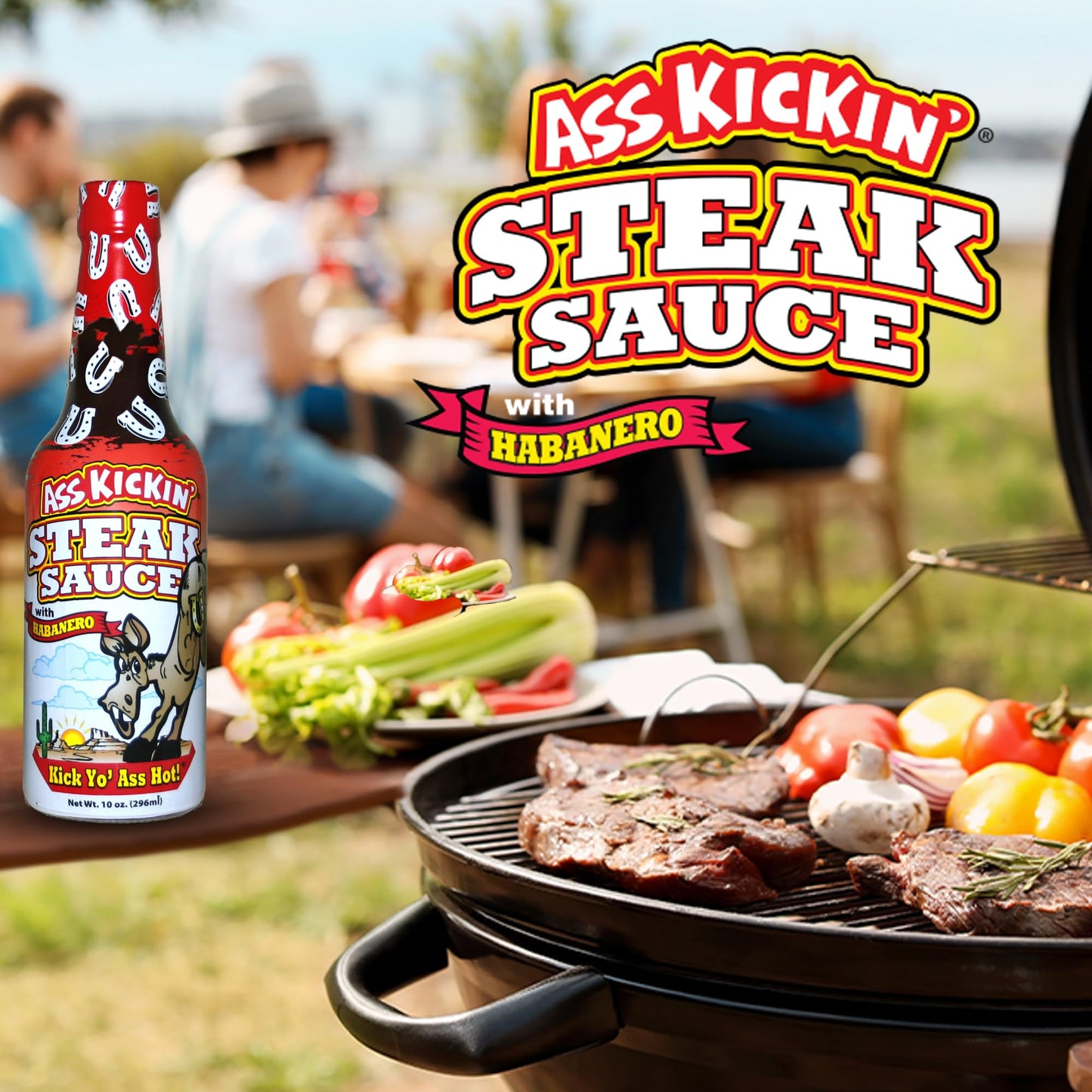 Ass Kickin' Spicy Steak Sauce with Habanero 10 oz. Premium Gourmet Steak Sauce with Hot Pepper Perfect for Hot Sauce Fans Try if You Dare!