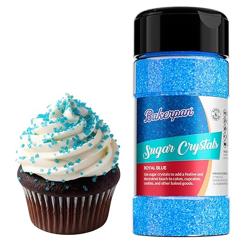Bakerpan Sugar Sprinkles for Baking - 7 Ounce Royal Blue Decorating Sugar Crystals for Cookies, Cake Pops, Ice Cream (Made in USA)