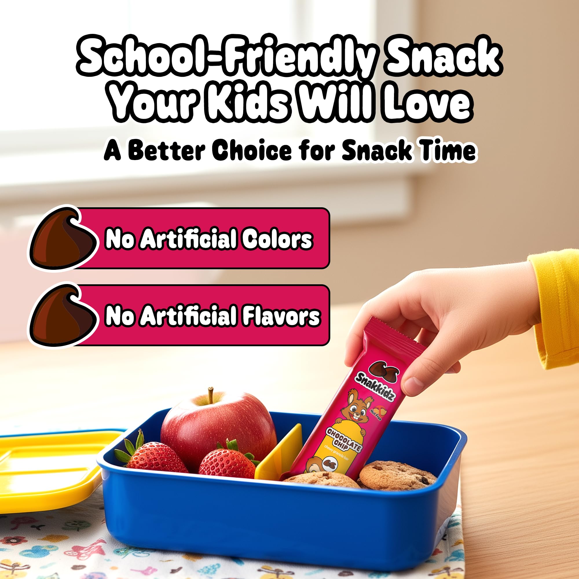 Snakkidz Organic Chewy Granola Bars for Kids, Allergen-Free, Nut-Free, Gluten-Free, Low Sugar Snack Bars Made with Avocado Oil, Individually Wrapped