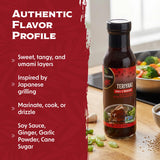 KA-ME Authentic Asian Teriyaki Sauce - Teriyaki Marinade & Grilling Sauce - Savory Sweet Soy Marinade - Authentic Asian Cuisine - Non-GMO & Kosher - 8