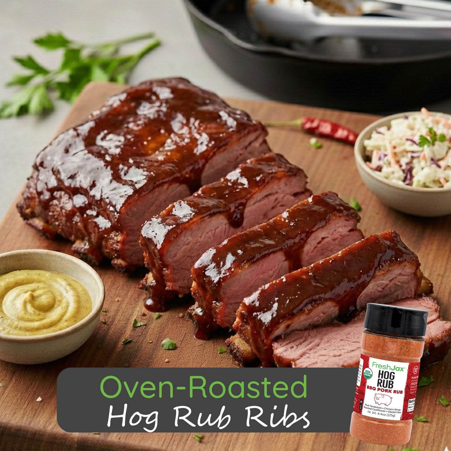 Organic Pork BBQ Seasoning, FreshJax Hog Rub Sweet Savory Smoked Rub 4.4oz