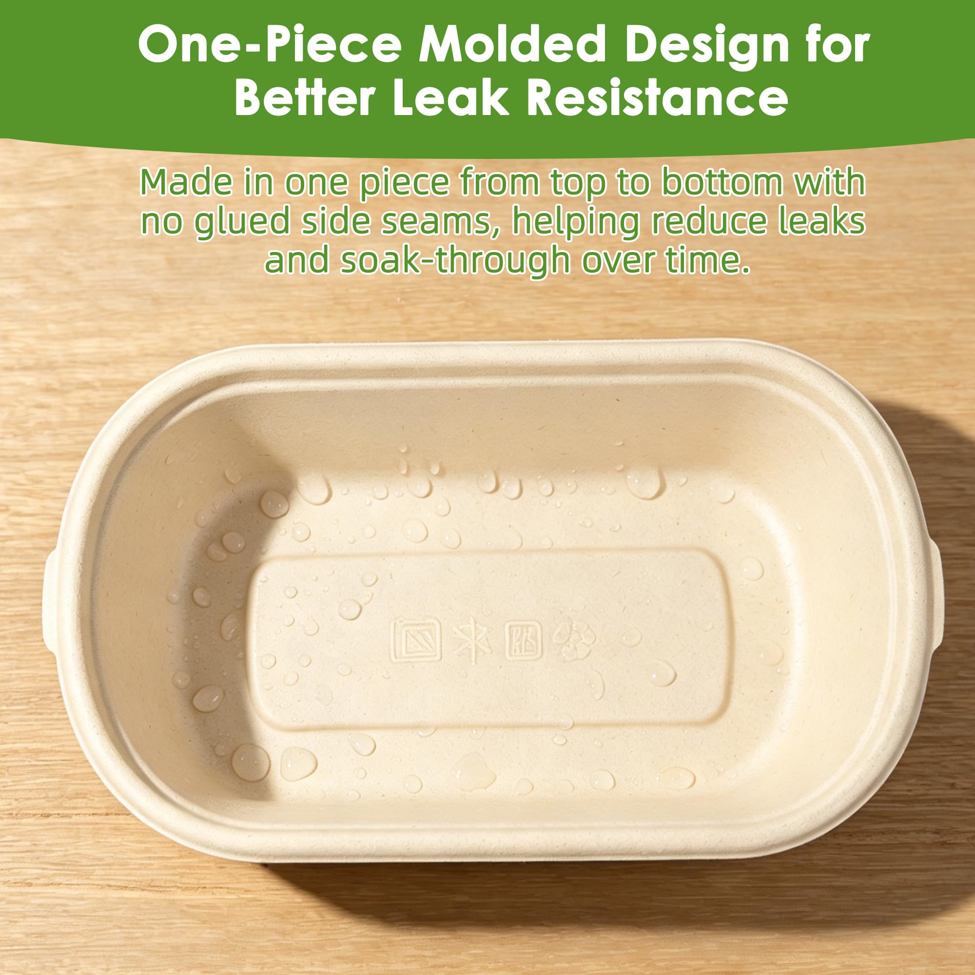 FEHHTO 100-Pack 30oz Disposable Meal Prep Containers with Lids, Sugarcane Pulp Compostable Food Containers + 100 Bamboo Forks, To-Go Food Containers