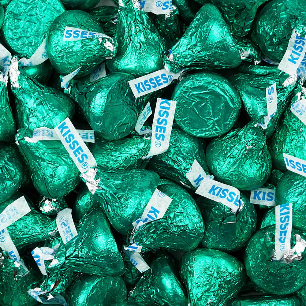 400ct Personalized Candy Promotional Items Green Kisses with DIY Photo or Logo Stickers, Chocolate Party Favors for Birthday, Wedding & More