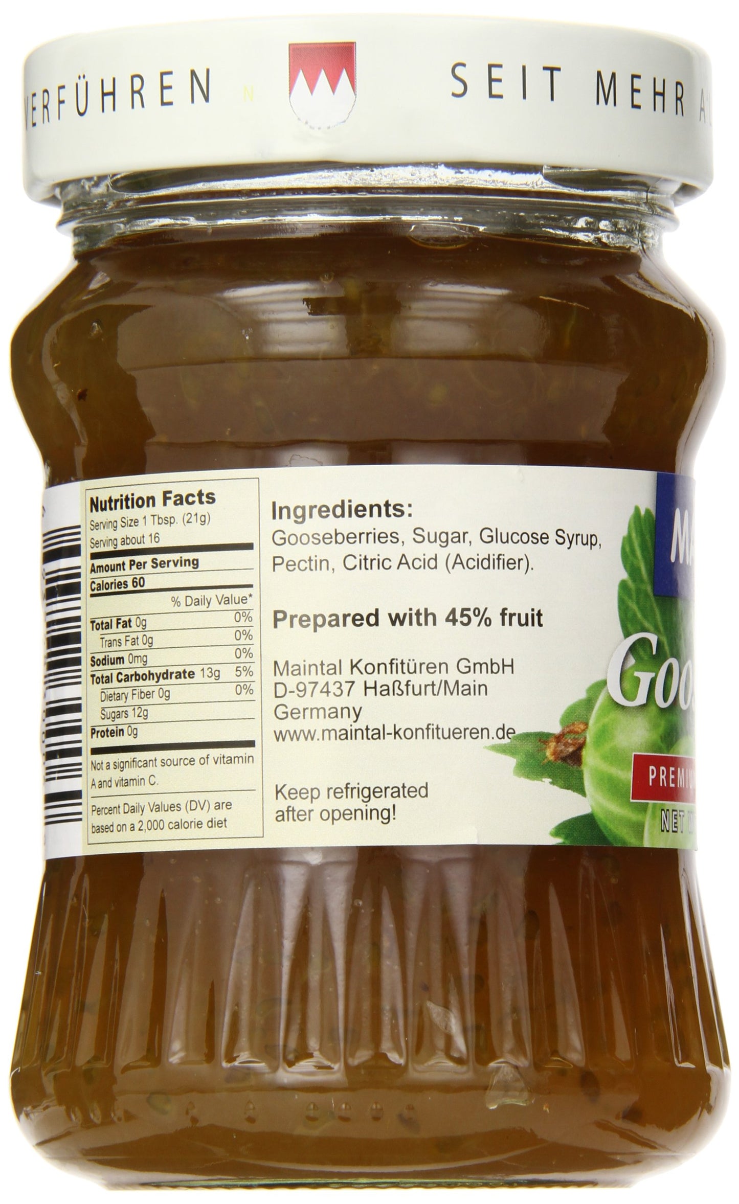 Maintal Gooseberry Premium Preserve Extra, 12 Ounce