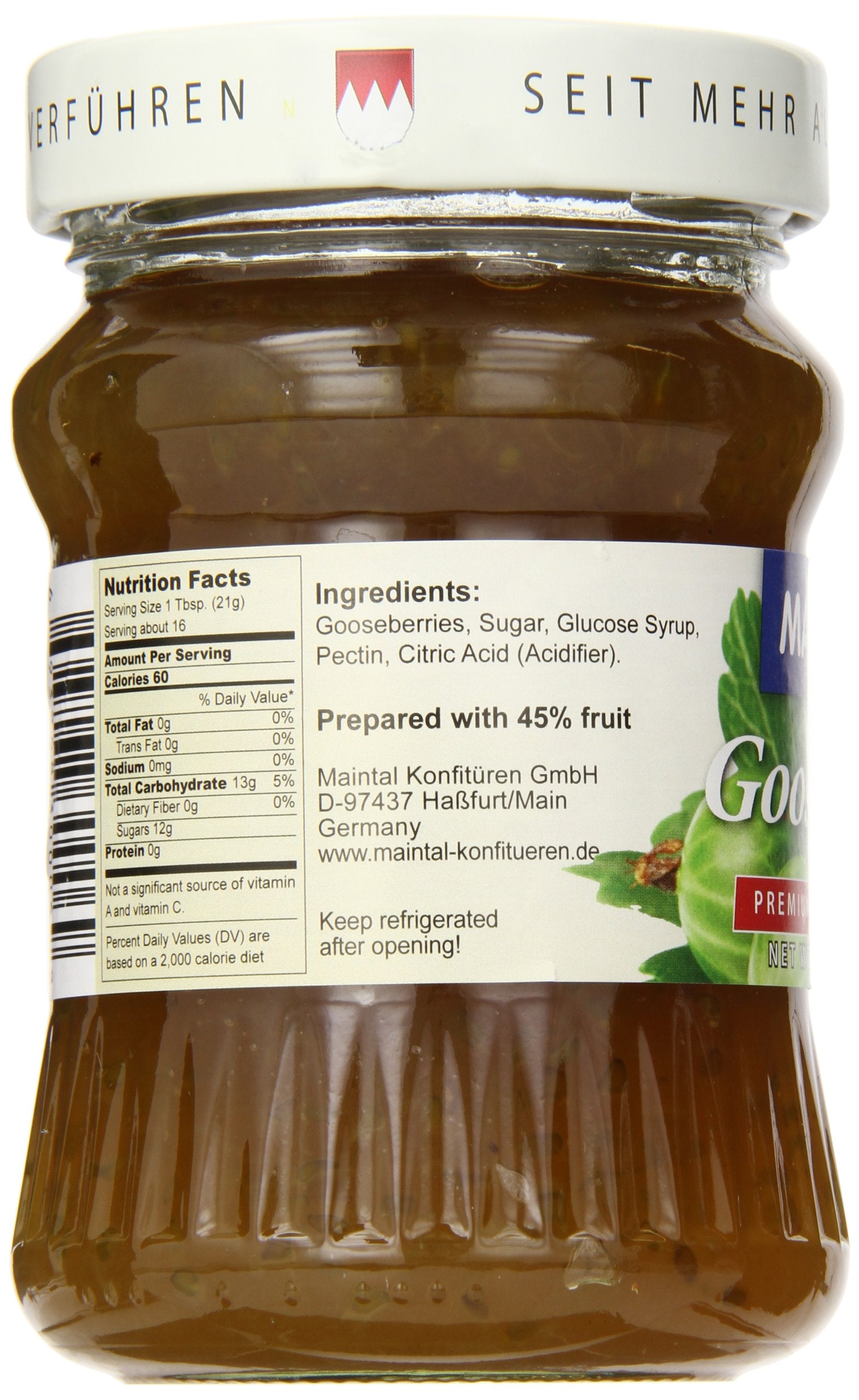 Maintal Gooseberry Premium Preserve Extra, 12 Ounce