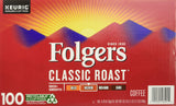 Folger's Medium Classic Roast Coffee 100 K Cup Pods/ 0.28 Ounce Net Wt 28.2 Ounce, Rich + Smooth, 28.2 Ounce