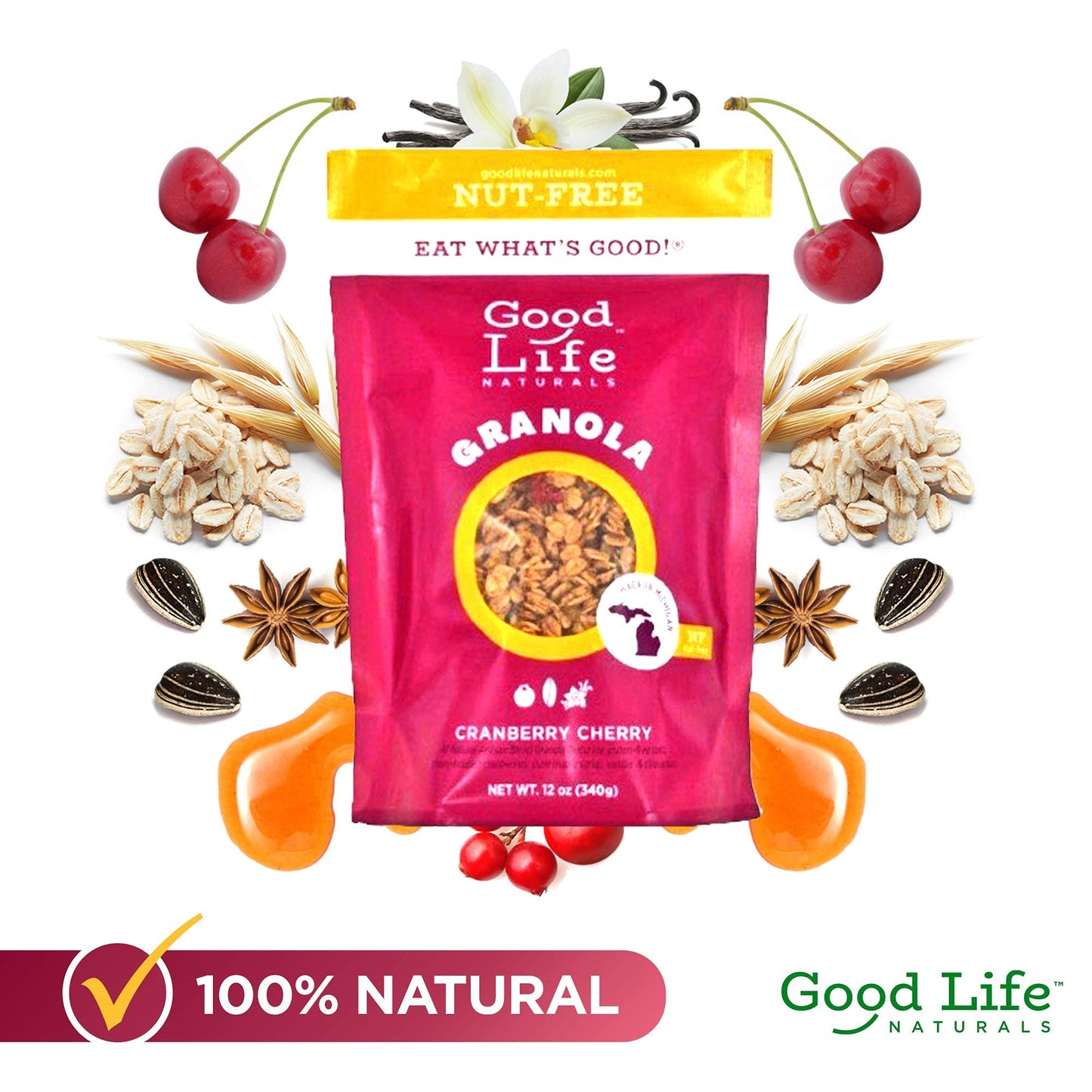 Good Life Natural’s Granola Cereal | Artisan Blended Energizing Granola Flakes | Healthy Nut Free Blend | No Artificial Flavoring or Sweeteners |