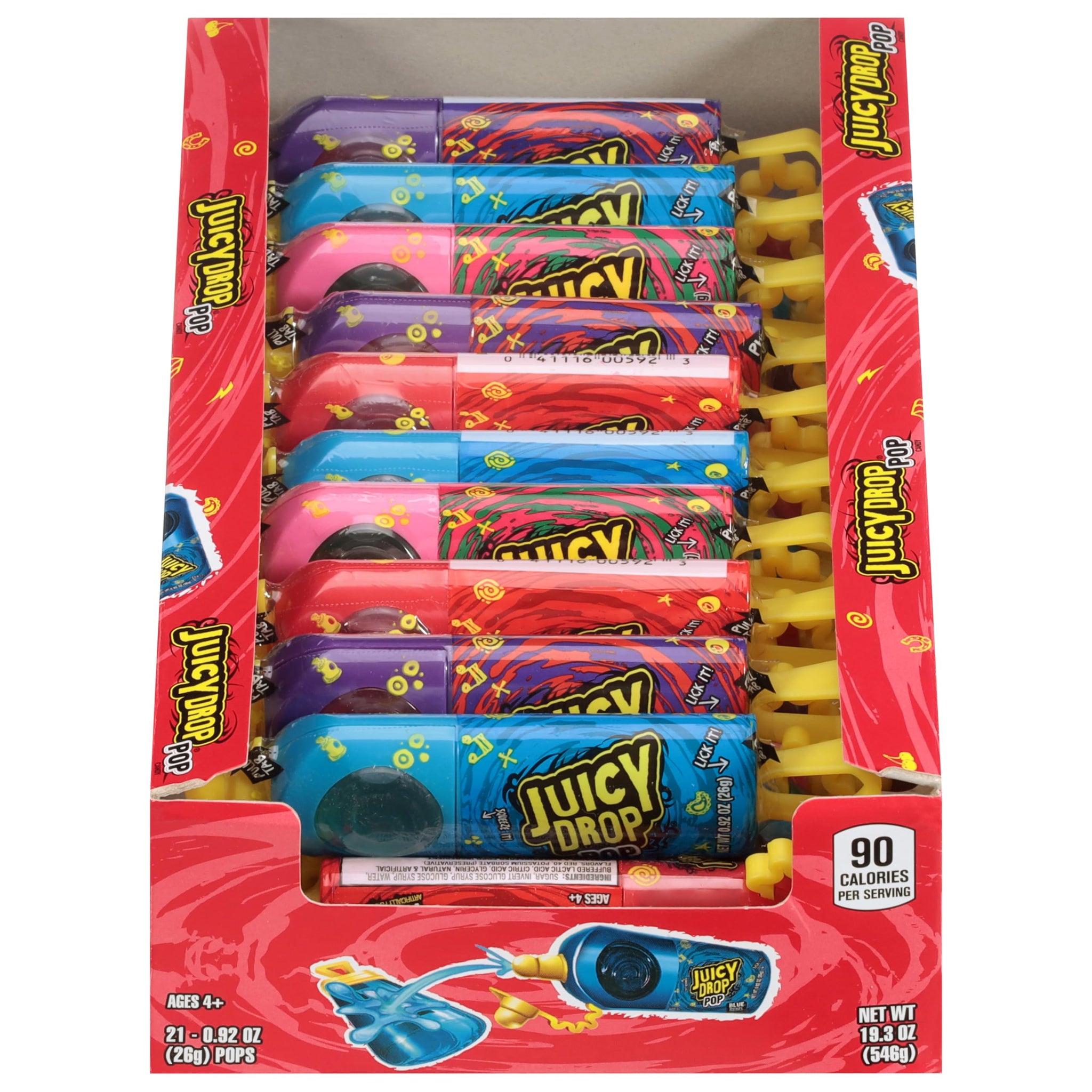 Juicy Drop Sweet & Sour Lollipop Variety Party Pack - 21 Count Sweet Lollipop Suckers & Sour Gel in Assorted Fruity Flavors - Fun Candy For Birthdays
