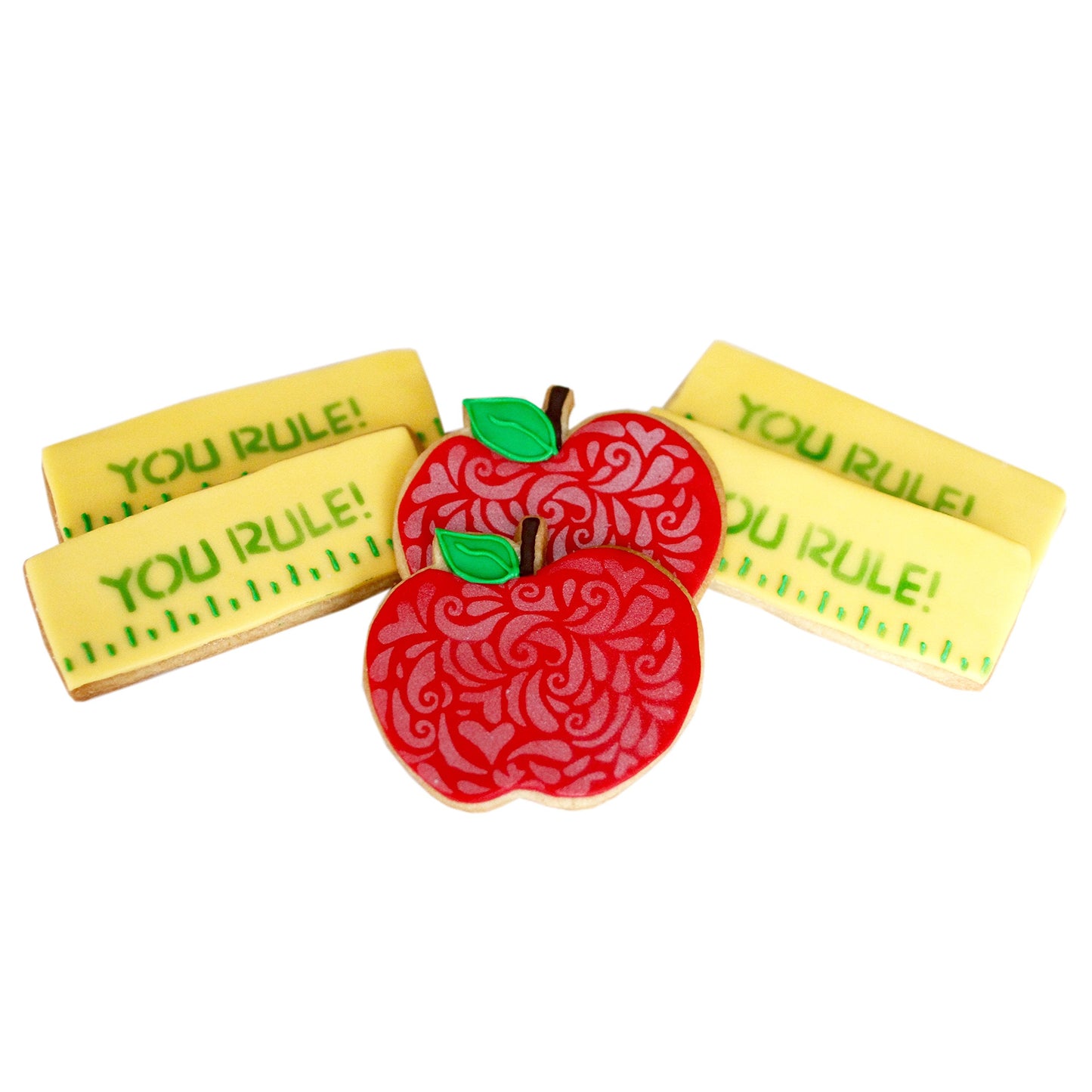 ½ Dz. Teacher Apples Cookies! Apples Rulers Gift idea, Back to School Themed Party Thank You Gift!