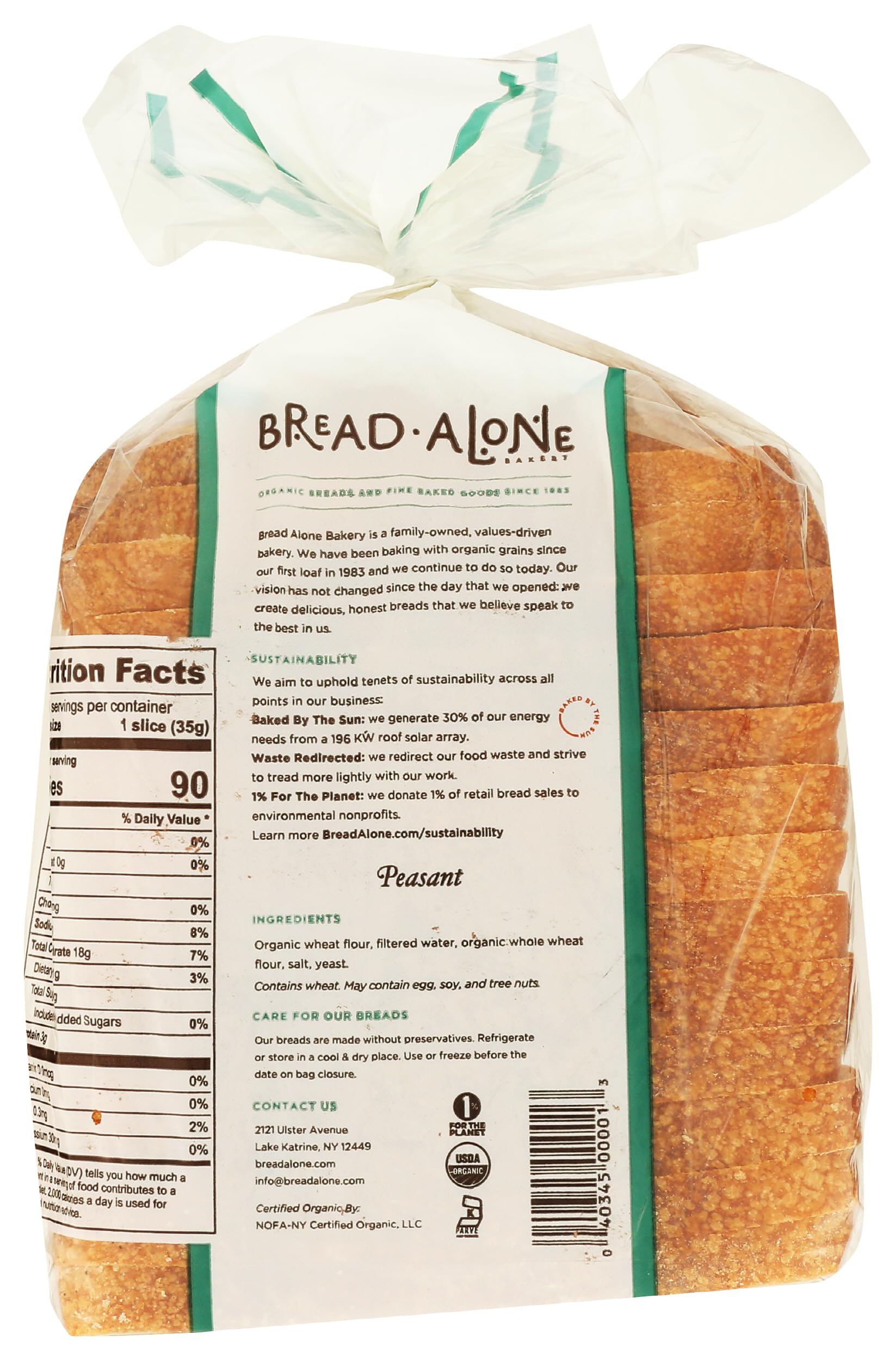 Bread Alone Organic Peasant Bread, 20 OZ