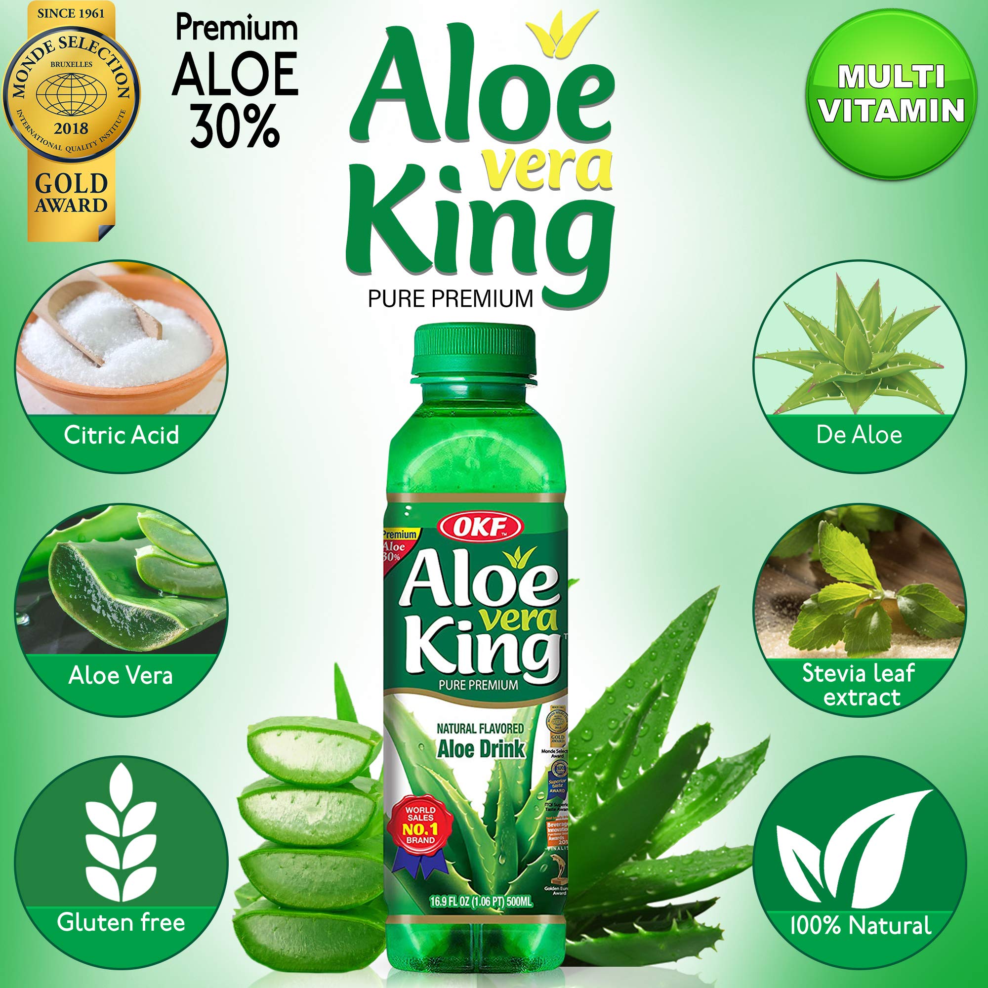 OKF Aloe Vera King Drink, Original, 16.9 Fluid Ounce (Pack of 12)