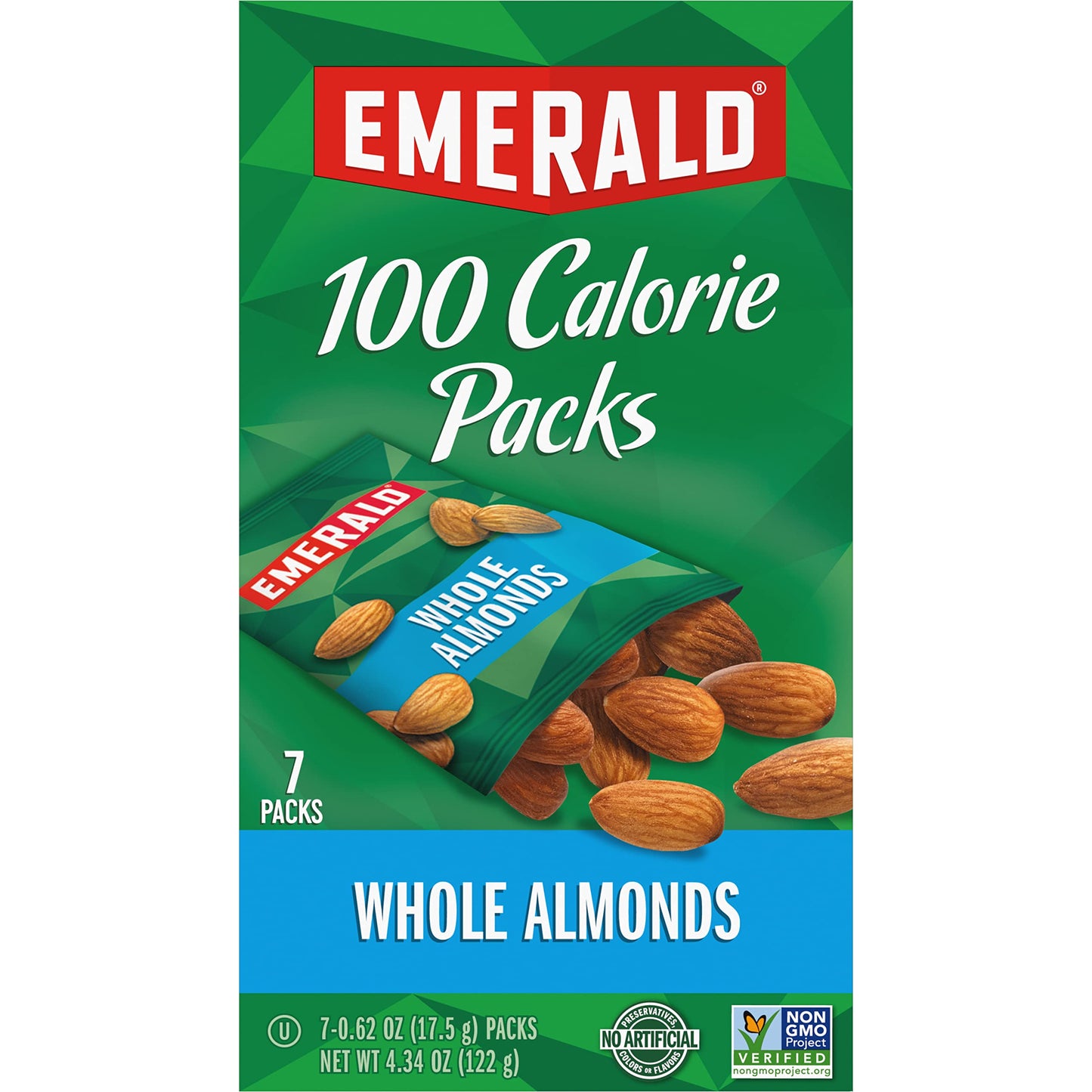 Emerald 34325 100 Calorie Pack All Natural Almonds, 0.63oz Packs, 7/Box