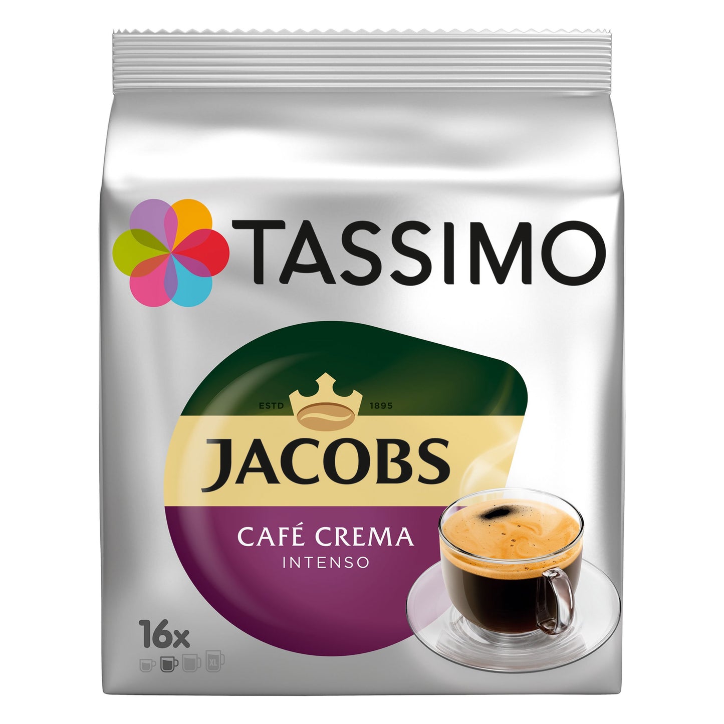 Tassimo Jacobs Caffè Crema Intenso, Intense & Strong, 16 T-Discs
