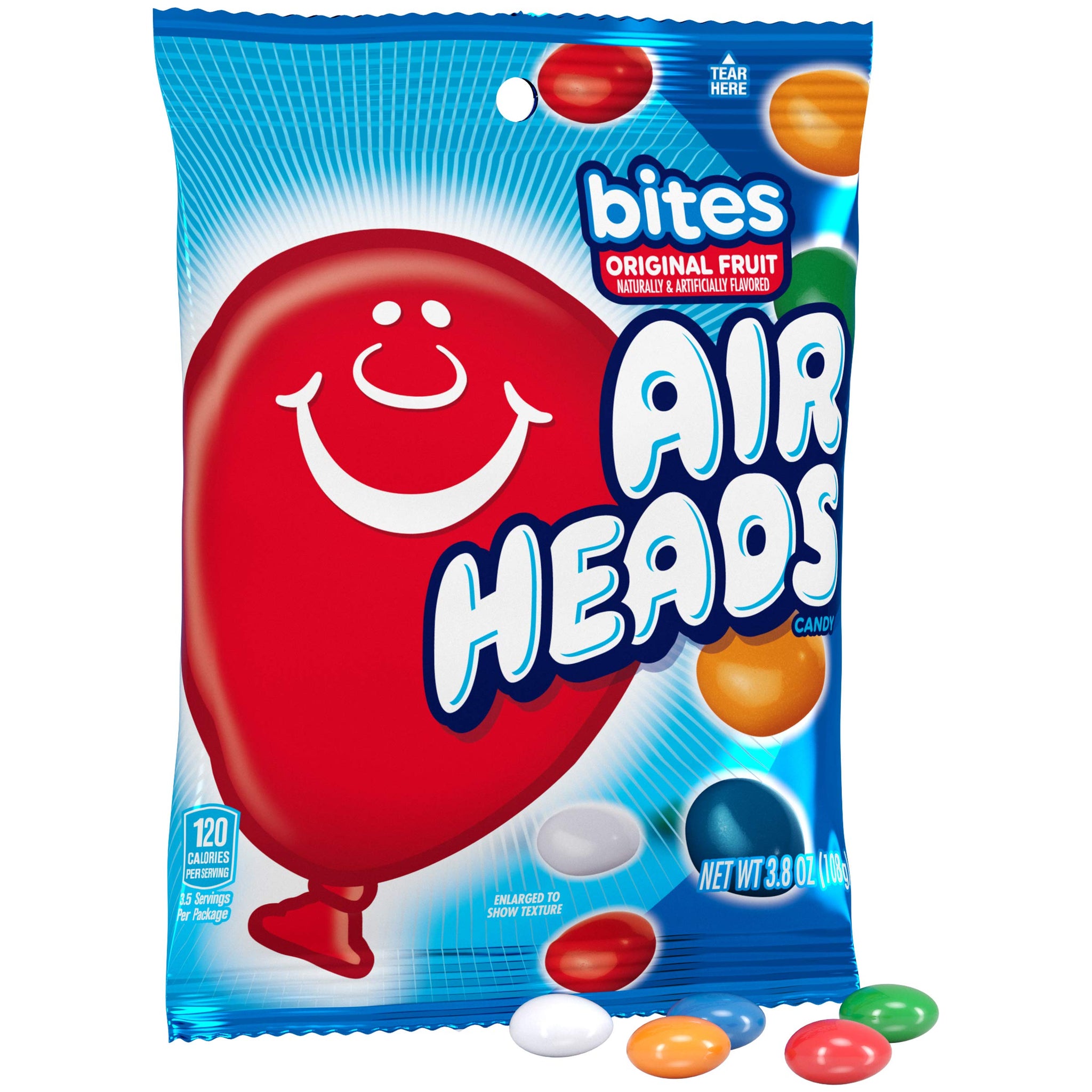 Airheads Candy Bites, Individually Wrapped Chewy Candy Bags, Assorted Fruit Flavors Naturally and Artificially Flavored, 3.8 Ounces (12-Pack)