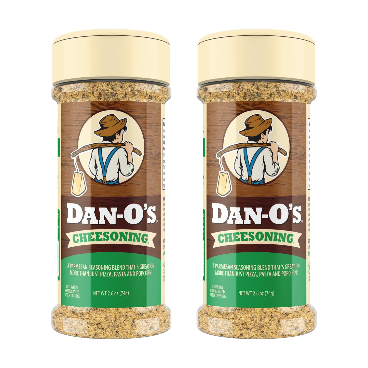 Dan-O's Cheesoning Seasoning, 2.6 oz Bottle, 2 Pack, All Purpose Seasoning for Pizza, Popcorn, Chicken, Bread and More, Sugar Free, Zero Calorie