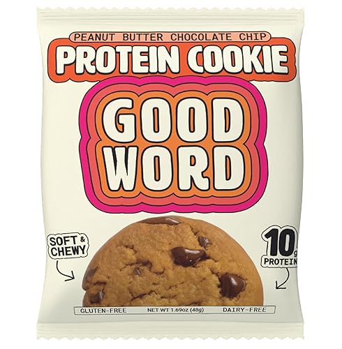 Good Word, Soft & Chewy Peanut Butter Protein Cookie, 10g Protein, Gluten Free, Dairy Free, No Refined Sugar, 1.69 oz