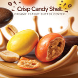 Candy Coated Peanut Butter Chocolate Bites 24oz Bulk Bag, Peanut Butter Center with Crisp Shell, Orange Yellow Brown Candy Pieces for Party Favors
