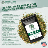 Elephantal Wellness Premium Detox Herbal Tea | Daily Liver, Kidney, Blood & Digestive Support with Turmeric, Nettle Tea, Milk Thistle, Dandelion Tea