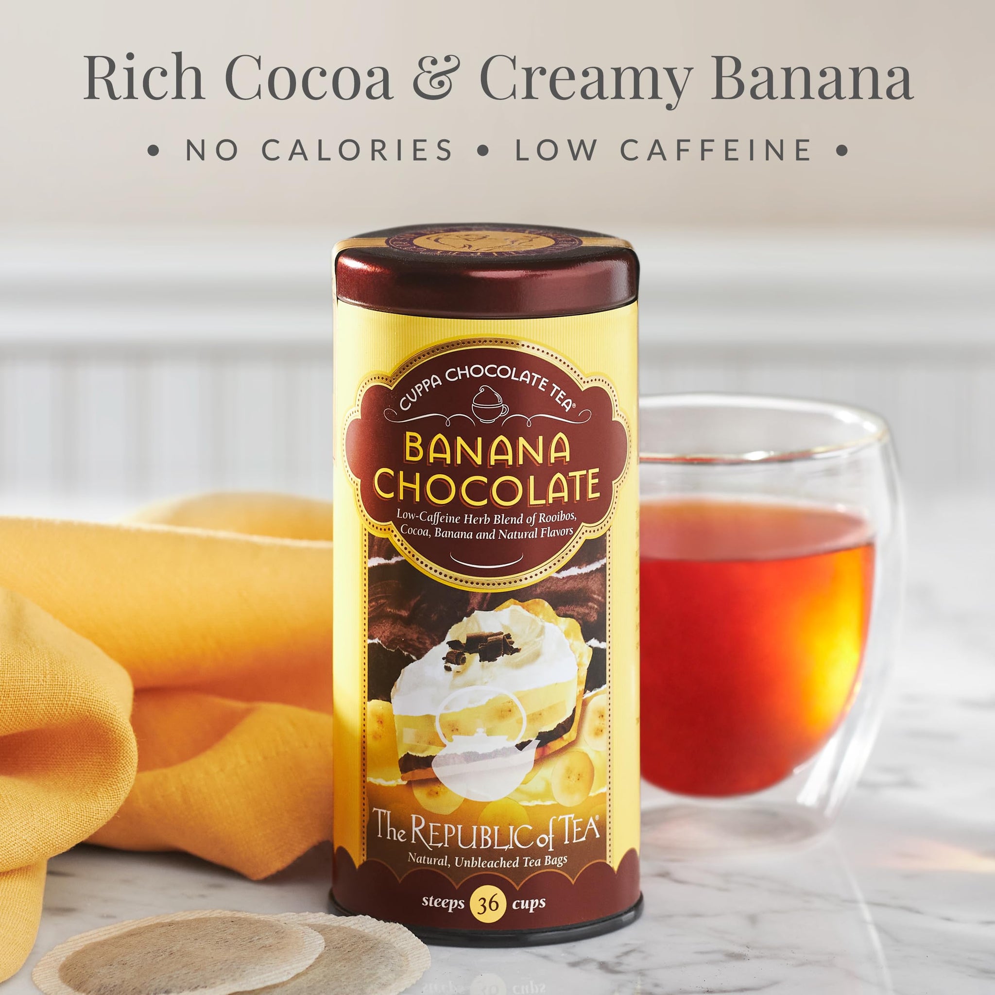 The Republic of Tea - Banana Cuppa Chocolate Tea Bags, Low-Caffeine, 36 Servings