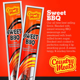 Country Meats, Meat Sticks, USDA Certified, 0 Trans Fat, Low Carb, High Protein, Keto Snack, Keto Friendly (10 Sticks, Sweet BBQ)