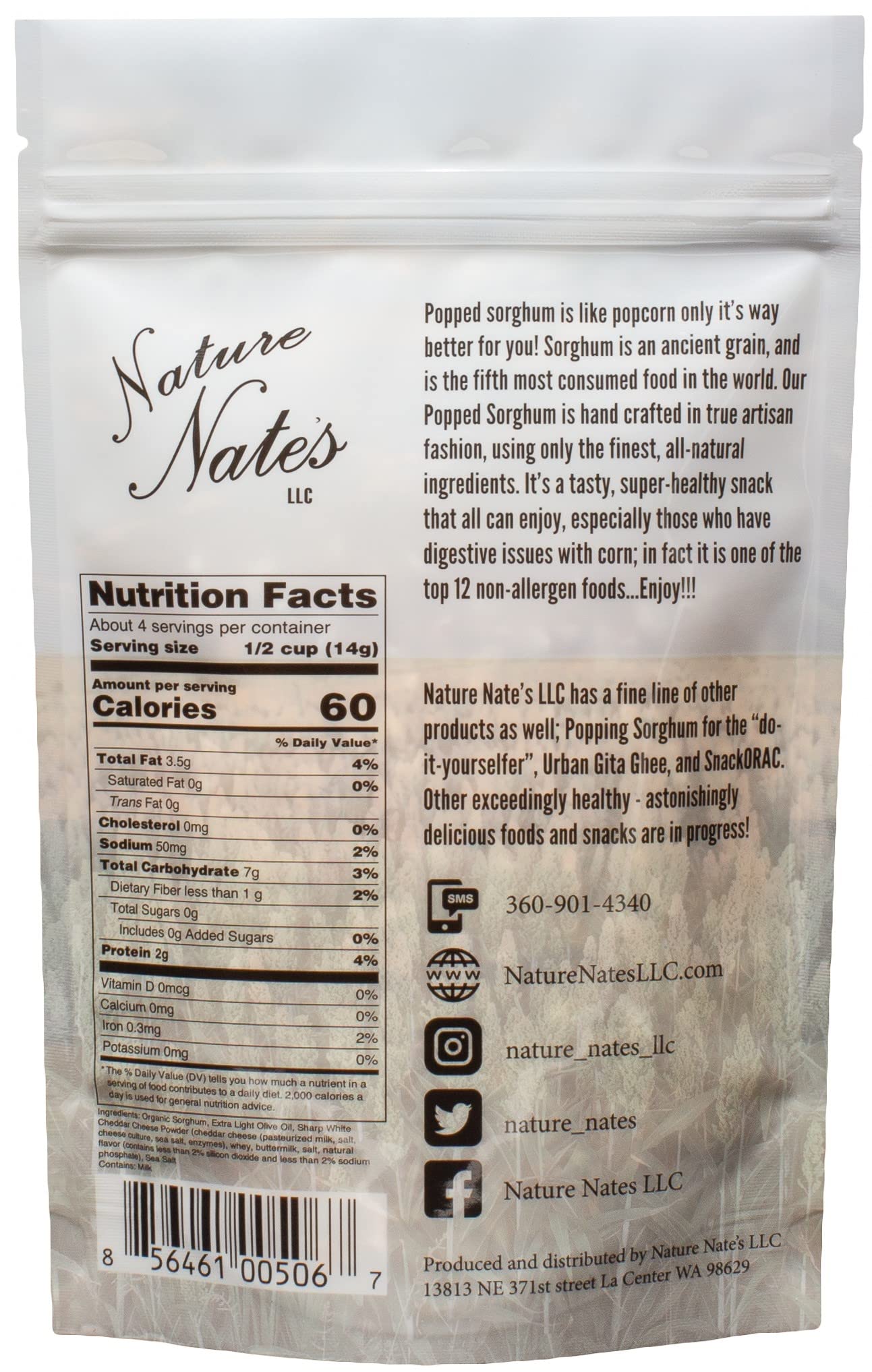 Nature Nate’s Popped Sorghum, Popcorn Alternative, Extremely Cheezy - Sorghum, Keto & Gluten Free, Healthy Snacks, Better Than Popcorn, Made in USA