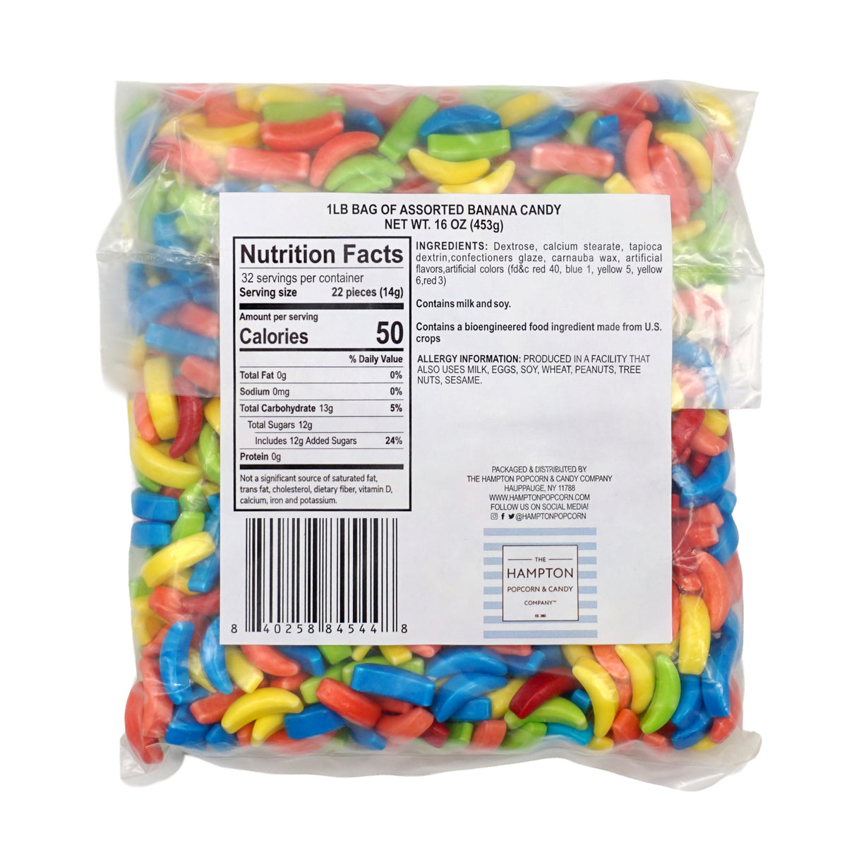 Assorted Fruit Banana Hard Candy, 1 Pound, Vending Machine Hard Candy
