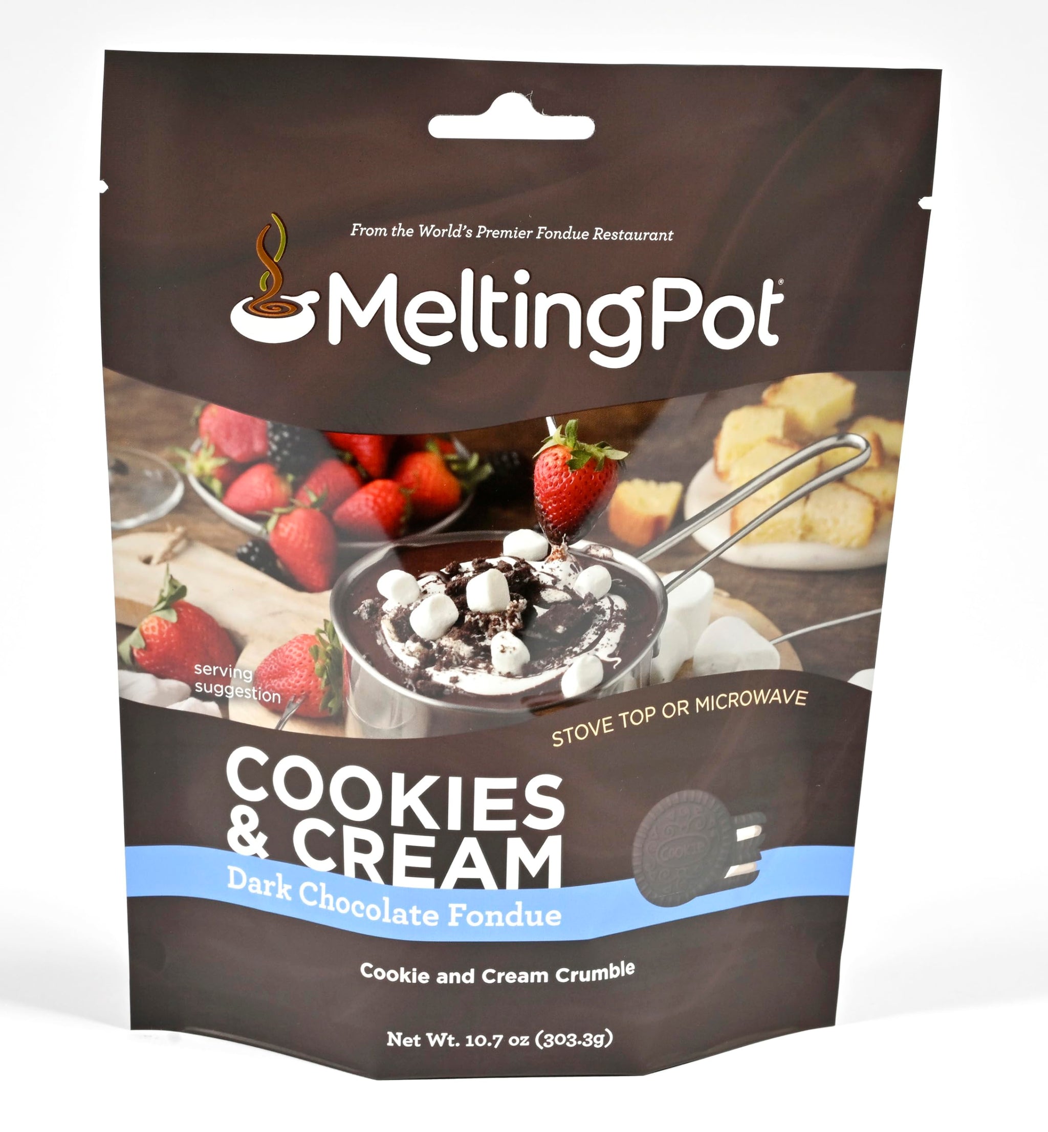 Melting Pot Chocolate Fondue; Mini Chocolate Wafers For Melting, Variety Pack (Dark Chocolate Cookies & Cream, White Chocolate, & Milk Chocolate Turtle), Pack of 3, 9.75oz Bags