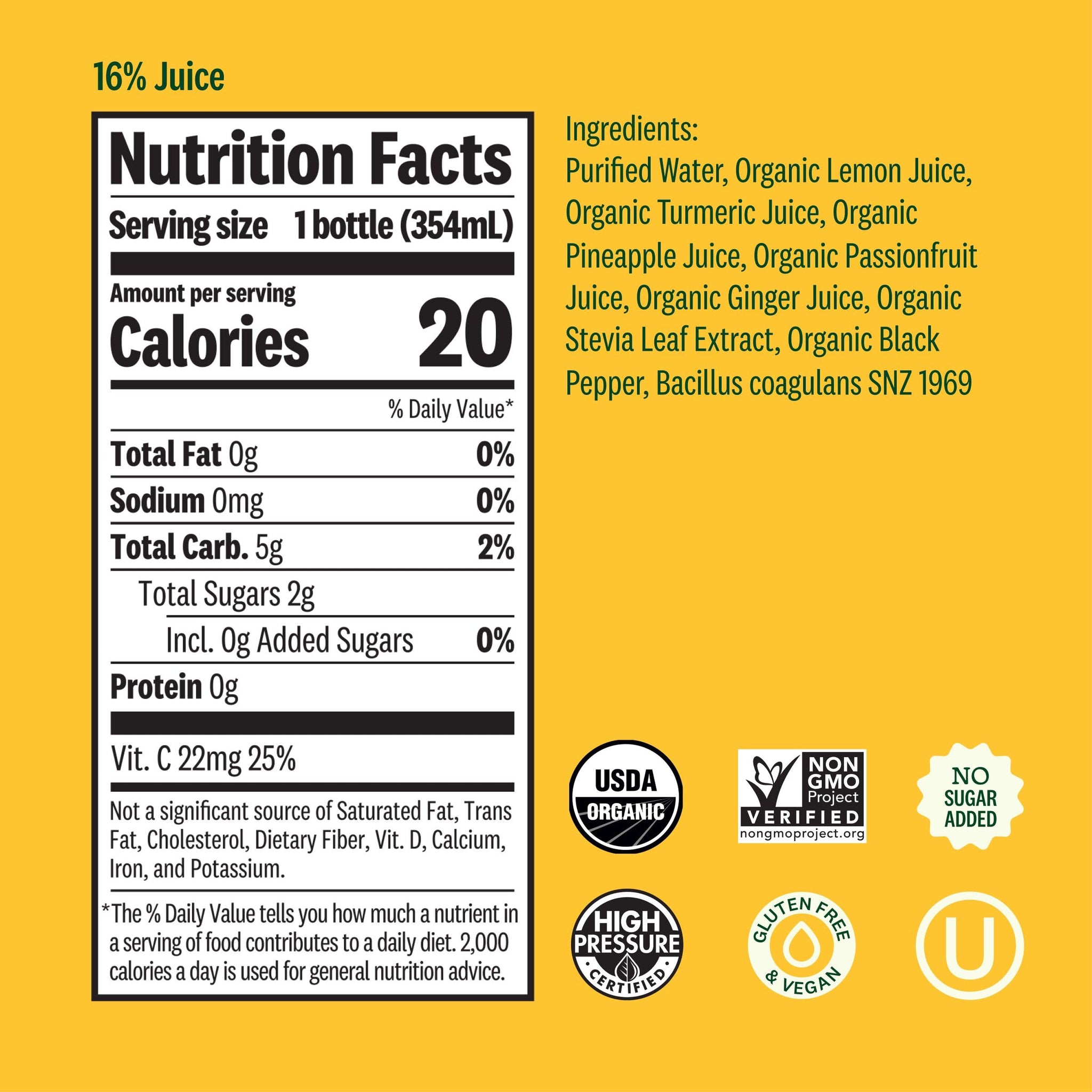 Suja Organic Turmeric Love Cold Pressed Juice Drink, 12 fl oz Bottle