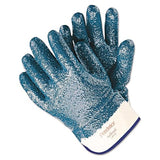 Memphis 9761R Predator Premium Nitrile-Coated Gloves, Blue/White, Large, 12 Pairs